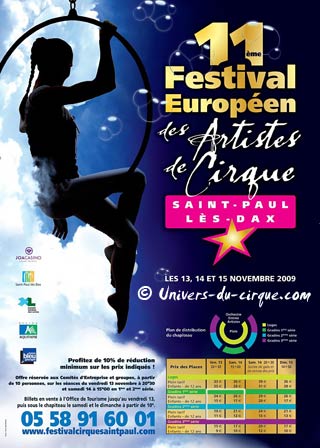 11ème festival européen des artistes de cirque de Saint Paul les Dax: le programme