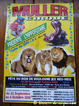 Paris: le cirque Muller à la Fête au Bois de Boulogne jusqu'au 04 octobre 2009