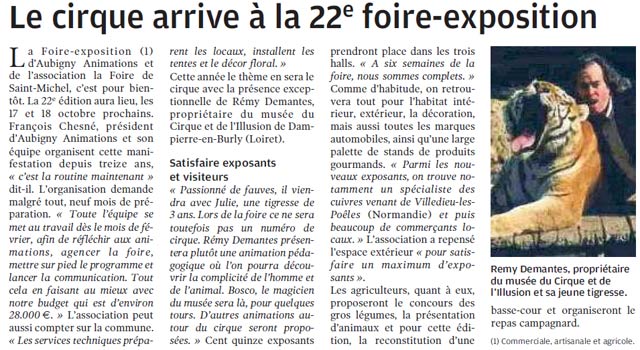 Le cirque arrive à la 22e foire-exposition d'Aubigny