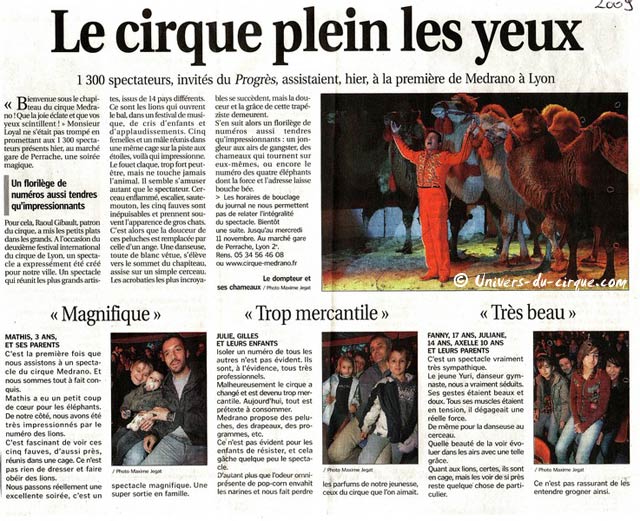Le cirque Medrano dans la presse lyonnaise