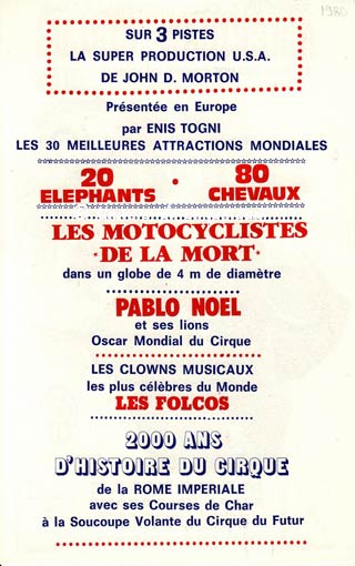 Trentième anniversaire de la première tournée en France de l'American Circus Togni (01)