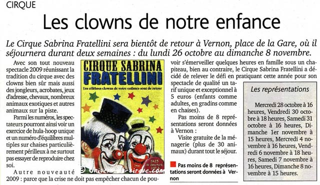 Le cirque Sabrina Fratellini dans la presse normande