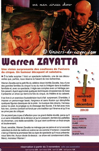 Rhône-Alpes: Warren Zavatta à Caluire le 18 décembre 2009