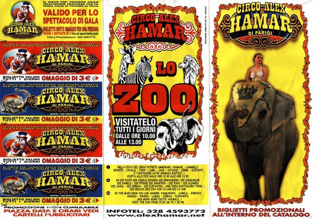 Italie: le site Internet du Circo Alex Hamar de la famille Coda Prin