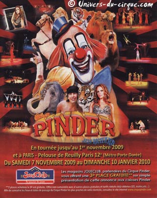 Le cirque Pinder à l'honneur dans le catalogue de Nol 2009 de Jouéclub