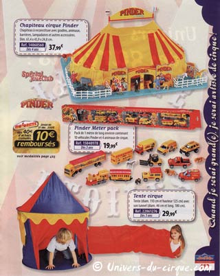 Le cirque Pinder à l'honneur dans le catalogue de Nol 2009 de Jouéclub