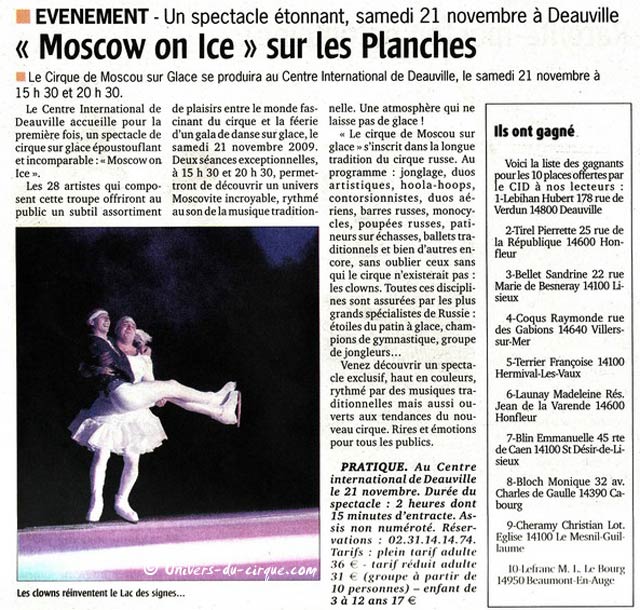 Le cirque de Moscou sur glace dans la presse normande