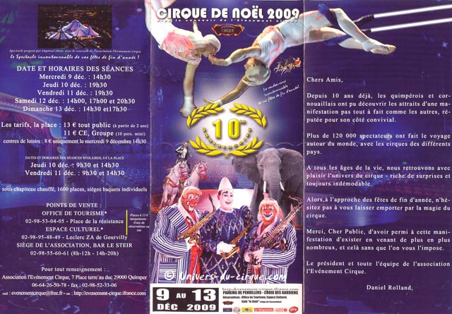 10ème Cirque de Nol de Quimper du 09 au 13 décembre