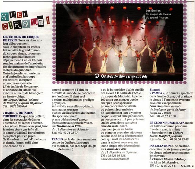 Paris: les spectacles de fin d'année 2009 dans le Figaroscope