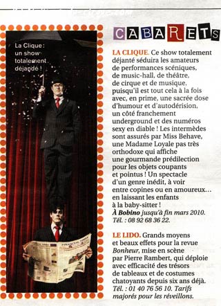 Paris: les spectacles de fin d'année 2009 dans le Figaroscope