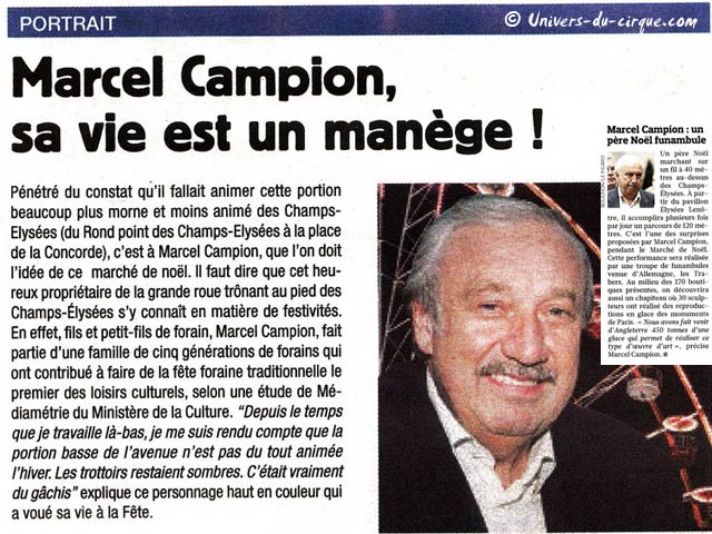 Marcel Campion à l'honneur dans la presse