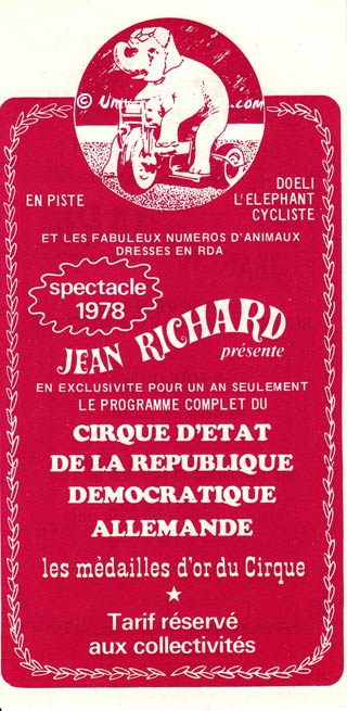 Les cirques d'Allemagne de l'Est (13): la tournée du cirque d'Etat en France chez Jean Richard