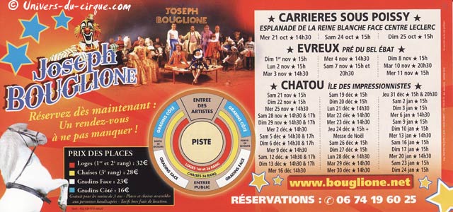 Yvelines: le flyer publicitaire du cirque Joseph Bouglione à Chatou
