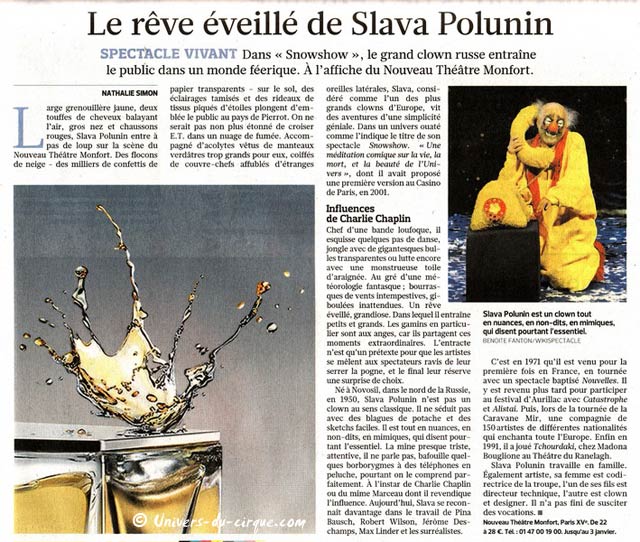 Slava's Snowshow à Paris: la presse en parle