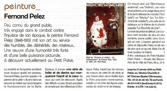 Paris: l'exposition Fernand Pelez dans la presse