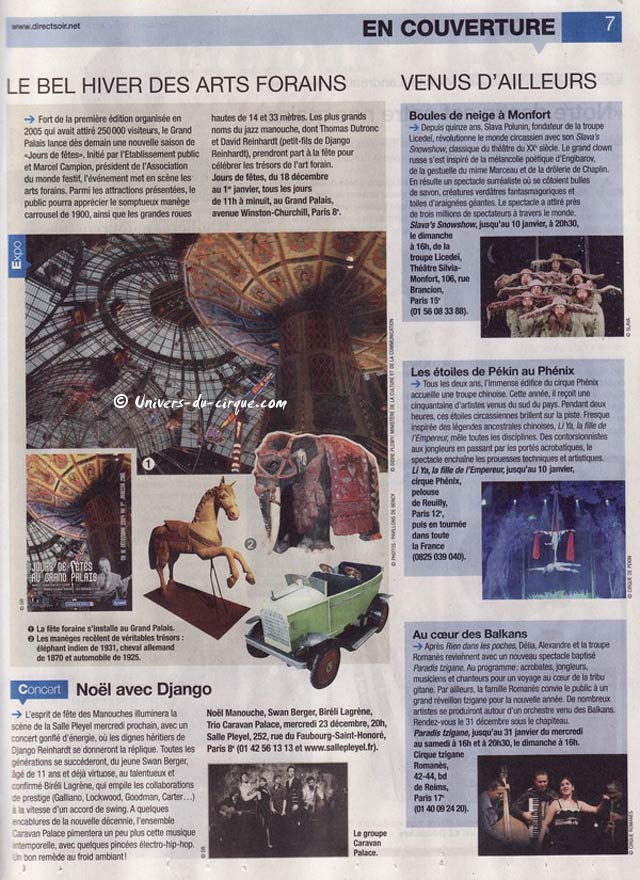 Le cirque à l'honneur dans le quotidien Directsoir