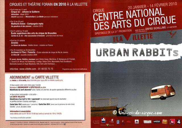 Paris: le Centre National des Arts du Cirque à la Villette du 20 janvier au 14 février 2010