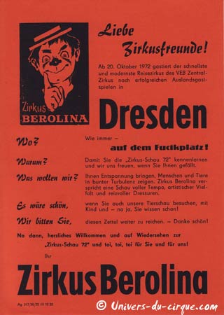 Disparition d'Otto Netzker, fondateur du cirque d'Etat d'Allemagne de l'Est