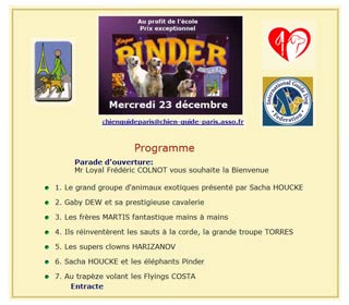 Représentation spéciale Ecole de chiens guides pour aveugles et malvoyants au cirque Pinder