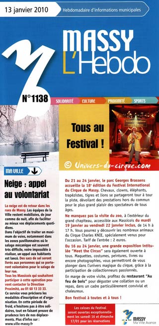 Essonne: Massy l'Hebdo célèbre le festival du cirque