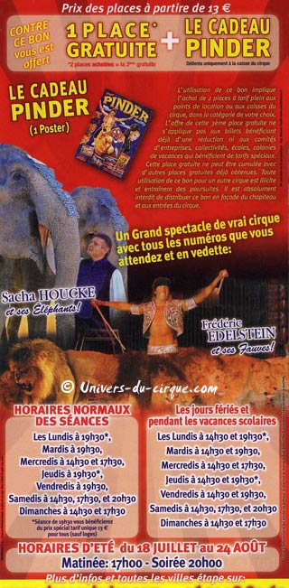 Le flyer 2010 du Cirque Pinder