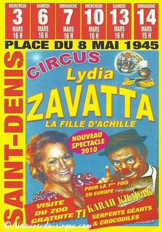Le cirque Lydia Zavatta à Saint-Denis du 03 au 14 mars 2010