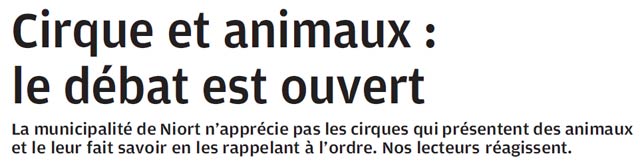 Cirque et animaux: le débat est lancé à Niort avec la venue du cirque Amar