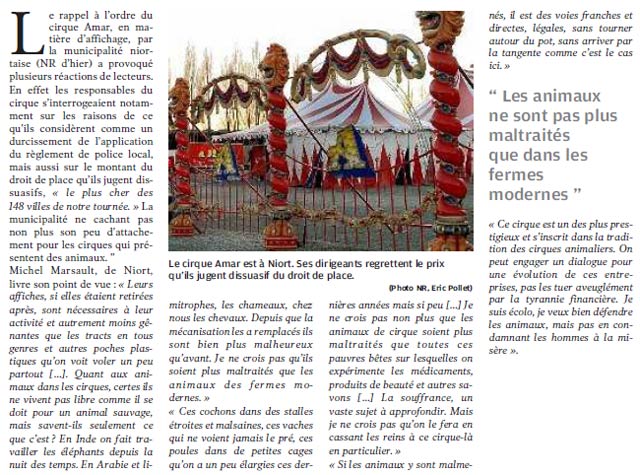 Cirque et animaux: le débat est lancé à Niort avec la venue du cirque Amar