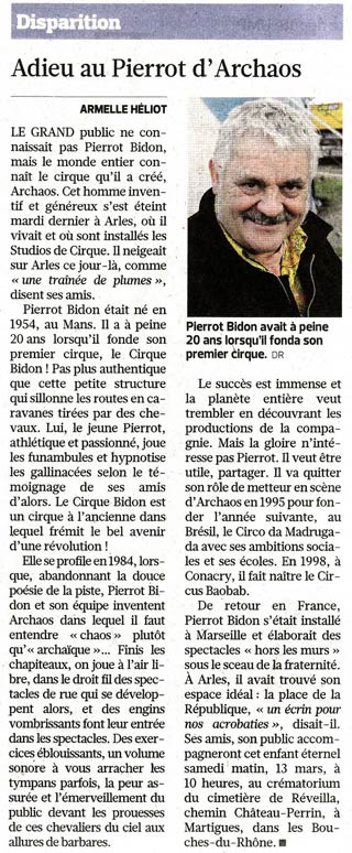 Le bel hommage du Figaro à Pierrot Bidon
