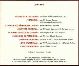 Le programme du 49 Gala de l'Union des Artistes