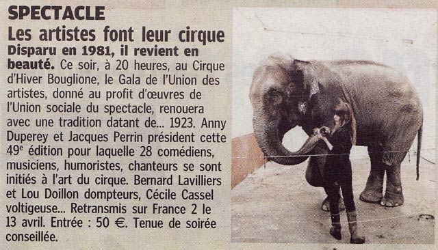 Le 49 Gala de l'Union des Artistes dans Le Parisien