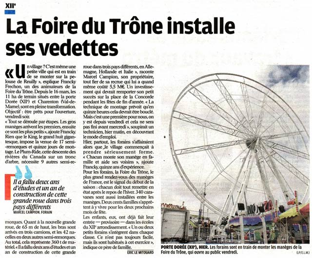 La Foire du Trône dans la presse parisienne