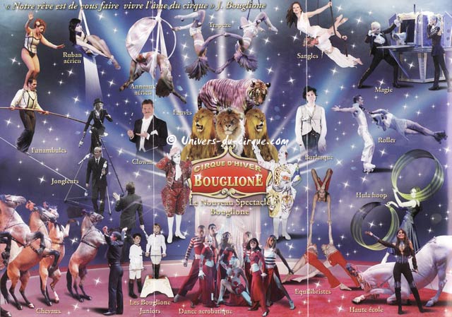 Le nouveau dépliant publicitaire du prochain spectacle du cirque d'hiver Bouglione de Paris