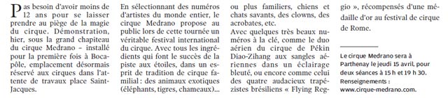 Bressuire: le cirque fait son festival chez Medrano