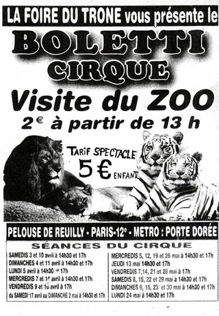 Le matériel publicitaire du cirque Boletti à Paris