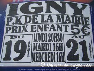 Essonne: le cirque Joy Dassonneville à Igny du 19 au 21 avril 2010