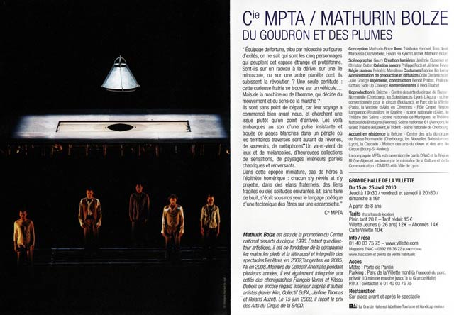 Paris: la compagnie MPTA à la Villette jusqu'au 25 avril 2010