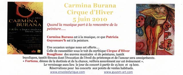 Musique et peinture au cirque d'hiver Bouglione de Paris le 05 juin 2010
