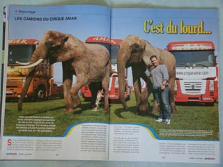 Les camions du cirque Amar dans le magazine Les Routiers de juin 2010