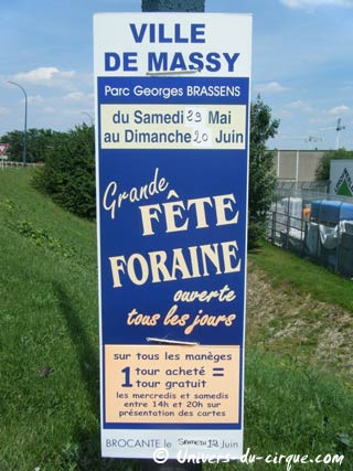 Essonne: fête foraine de Massy du 29 mai au 20 juin 2010