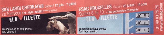 L'Ecole Supérieure des Arts du Cirque de Bruxelles à Paris du 20 juillet au 14 août 2010