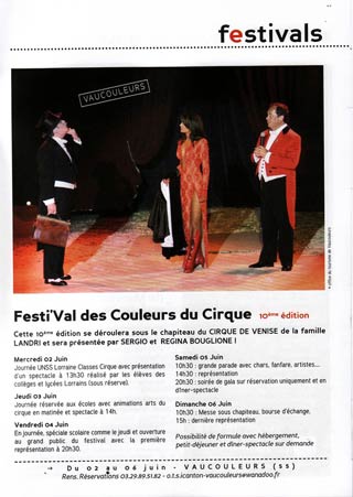Régina Bouglione et Sergio à l'honneur dans le journal bimestriel 