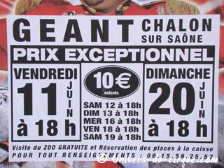 Le cirque Zavatta fils à Chalon sur Saone jusqu'au dimanche 20 juin 2010