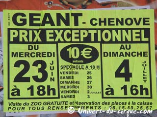Le cirque Zavatta fils à Chenove du 23 juin au 04 juillet 2010
