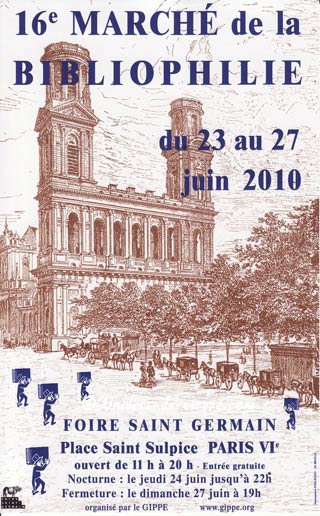 16 marché de la bibliophilie sur la place Saint Sulpice à Paris jusqu'au 27 juin 2010