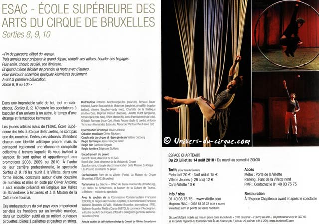 L'ecole Supérieure des Arts du Cirque de Bruxelles poursuit son séjour parisien jusqu'au 14 août prochain