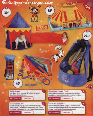 Le cirque Pinder à l'honneur dans le catalogue JouéClub de Nol 2010