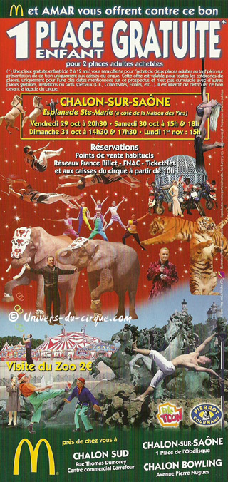 Saône-et-Loire: les restaurants Mc Donald's de Chalon-sur-Saône invitent les enfants au cirque Amar