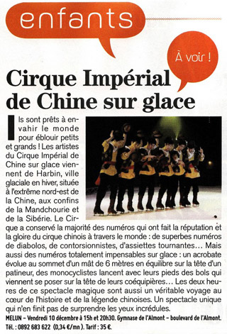 Seine-et-Marne: le Cirque Impérial de Chine à Melun le 10 décembre 2010