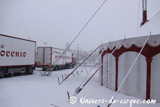 Sarthe: images du Il Teatro du Pinocchio sous la neige au Mans